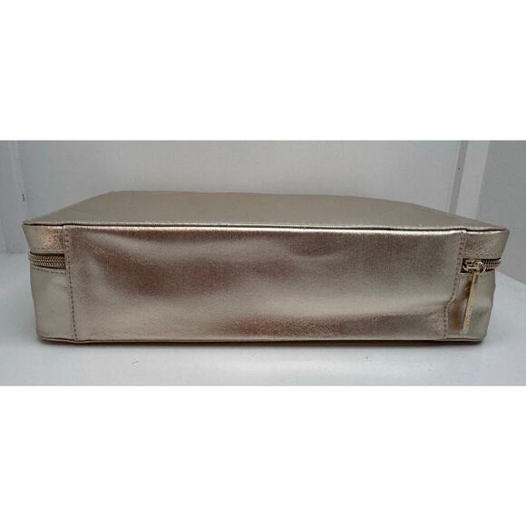 LANCOME Gold Cosmetic Travel Bag Rose Embossed Carry Case Vanity Organizer - #1 - Picture 4 of 7